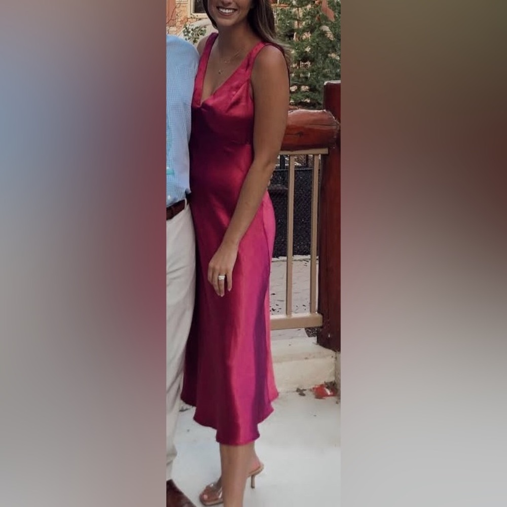 Lulu's Elegant Pink Midi Dress